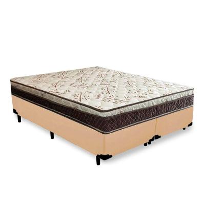 Cama Box Casal Bipartido Blindado Sintético + Colchão Casal Espuma Extra Firme D33 Elegance Ortopédico 63x138x188