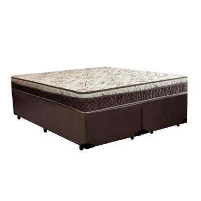 Cama Box Casal Bipartido Blindado Sintético + Colchão Casal Espuma Extra Firme D33 Elegance Ortopédico 63x138x188