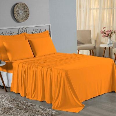 Jogo De Cama Queen Nobre 4 Peças Lençol Com Elástico De 30cm De Altura Malha 100% Algodão - Laranja