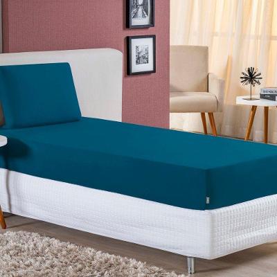 Jogo De Cama Solteiro Nobre 2 Peças Lençol Com Elástico De 30cm De Altura Malha 100% Algodão - Petróleo