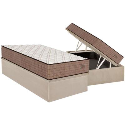 Conjunto Box Baú Solteiro Colchão Molas Orthoflex Ensacadas Torino Híbrido + Base Crc Suede Clean (88x188)