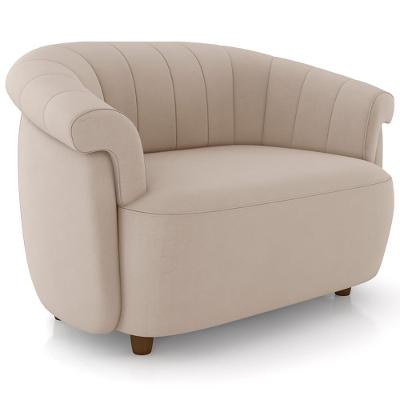 Poltrona Namoradeira Para Sala Living Orgânica Perseu M03 Veludo Bege - Lyam Decor