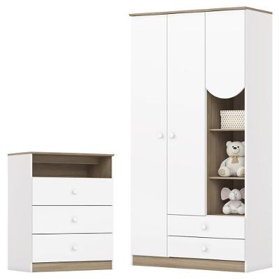 Jogo De Quarto Infantil Magia Com Guarda Roupa E Cômoda Branco-jequitibá - Móveis Henn Branco-jequitibá