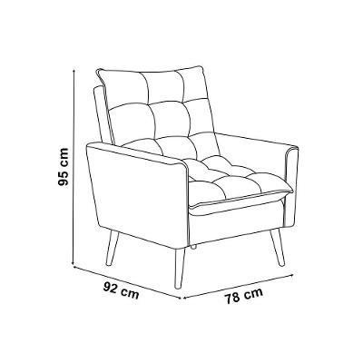 Poltrona Sala De Estar 92cm Design Moderno E Elegância Neutra Para Sua Sala Cinza Ester