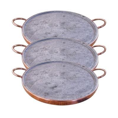 Kit 3 Formas Para Pizza Pedra Sabão Alças Cobre Gg 42Cm
