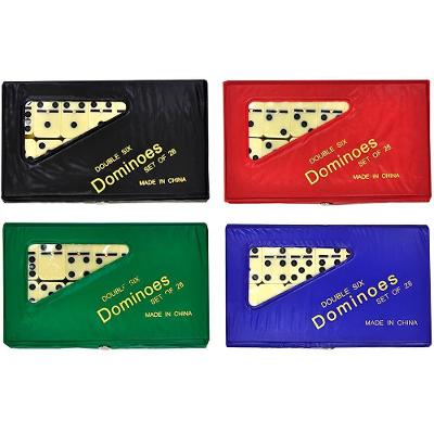 Dominó Profissional Osso Estojo 28 Peças Double Six Jogo 8mm Preto