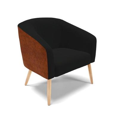 Poltrona Corano Nozes Com Linho Preto Pés Palito