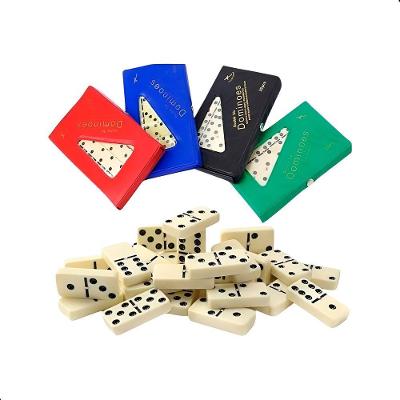 Dominó Profissional Osso Estojo 28 Peças Double Six Jogo 10mm Azul