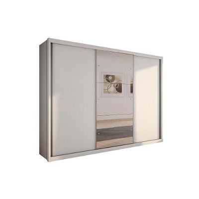 Guarda Roupa Casal Paradizzo Gold 3 Portas de Correr 6 Gavetas Branco MDF