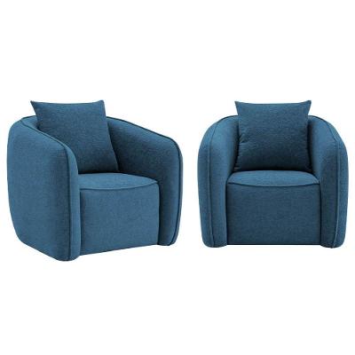 Kit 02 Poltronas Decorativas Sala De Estar Recepção Florença Linho - Doce Sonho Móveis Azul Royal