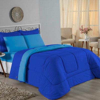Edredom Solteiro Nobre 1 Peça Dupla Face 1,60m X 2,40m Malha 100% Algodão - Royal / Turquesa