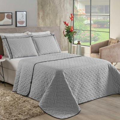 Cobre Leito Queen 3 Peças Bella Malha 100% Algodão - Cinza