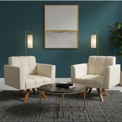 Poltrona Sala Decorativa Kit 2 Elisa Giratória Castanho Mm30 Cotelê Ext-veludo D03 - D'rossi Off White