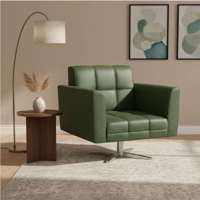 Poltrona Sala Decorativa Elisa Base Giratória Cromada Sintético Pu D03 - D'rossi Verde