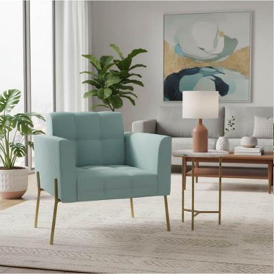 Poltrona Sala Decorativa Elisa Pé De Aço Lateral Dourado Cotelê Ext-veludo D03 - D'rossi Menta