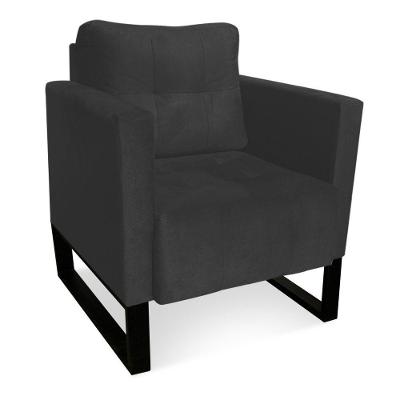 Poltrona Sala Decorativa Livia Industrial Suede Grafite