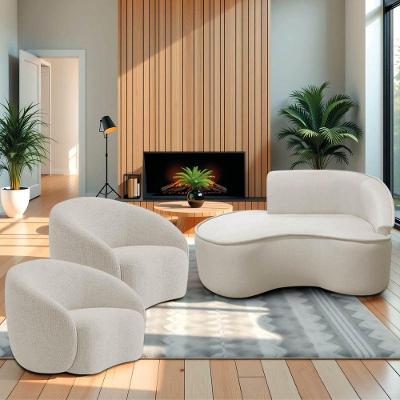 Kit Divã Recamier Orgânico Marrocos 150cm Lado Esquerdo E 2 Poltronas Amore Linho Bege