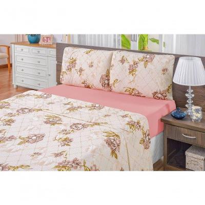 Jogo De Cama Malha Queen Quality 04 Peças - Estampa Rosê