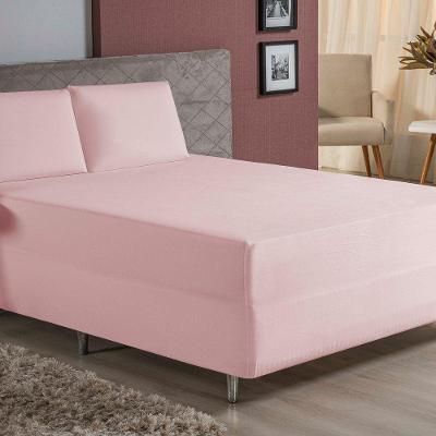 Jogo De Cama King Nobre 3 Peças Luva De Box 55cm De Altura Malha 100% Algodão - Rosa