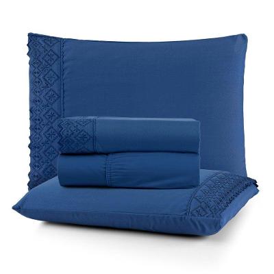 Jogo De Cama Nobless King 04 Peças 100% Poliéster - Azul Galaxia