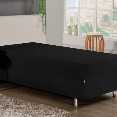 Jogo De Cama Solteiro Nobre 2 Peças Luva De Box 55cm De Altura Malha 100% Algodão - Preto