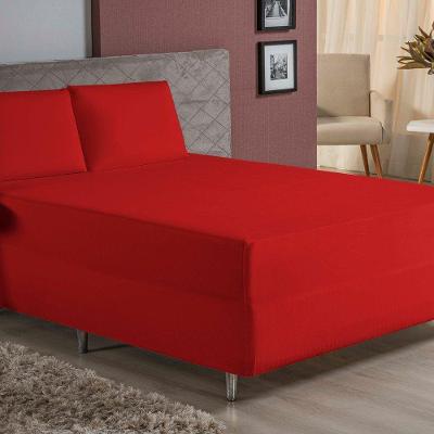 Jogo De Cama Queen Nobre 3 Peças Luva De Box 55cm De Altura Malha 100% Algodão - Vermelho