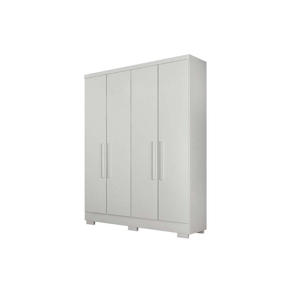 Guarda Roupa Solteiro 4 Portas e 2 Gavetas c/ Espelho e Pés Milly Branco - Novo Horizonte - 1