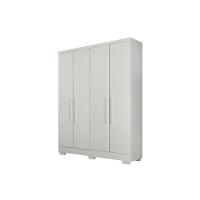 Guarda Roupa Solteiro 4 Portas e 2 Gavetas c/ Espelho e Pés Milly Branco - Novo Horizonte - 1