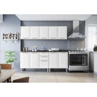 Cozinha Completa Tarsila 200cm Em Aço Branca Com Vidro