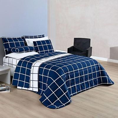 Colcha Cobre Leito Esplendor King 3 Peças Dupla Face - Marinho - 100% Poliéster