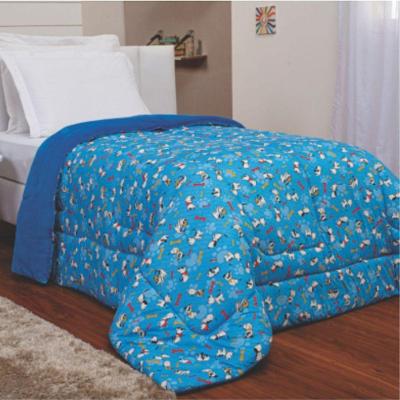 Edredom Solteiro Dupla Face Malha Azul Royal - 100% Poliéster