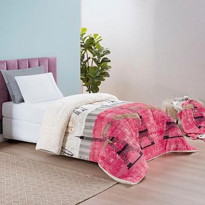 Edredom Coberdrom Diverkids Solteiro Sherpa Toque Lã Carneiro - Paris - 100% Poliéster