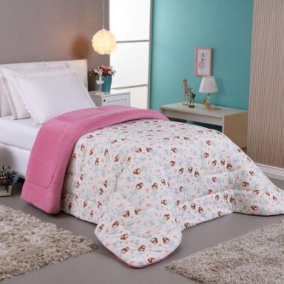 Coberdrom Edredom Bailarina Solteiro Dupla Face Malha Manta Soft Rosa - 100% Poliéster