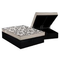 Cama Box Baú Queen: Colchão Espuma Ortobom D26 Physical Ultra Resistente + Base CRC Suede Black(158x198) - 1