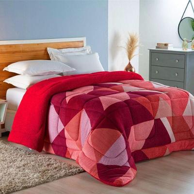 Edredom Coberdrom Sonobom Queen Sherpa - Geométrico Vermelho - 100% Poliéster