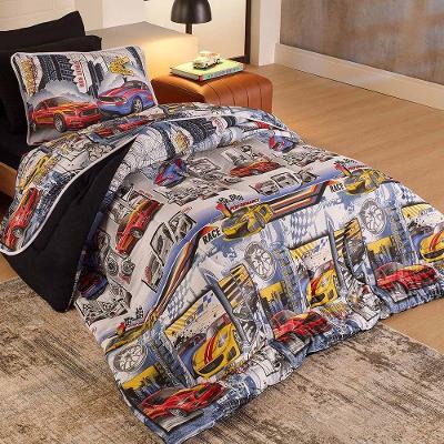 Edredom Mymo Solteiro Dupla Face Malha Race - 100% Algodão