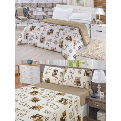 Kit Edredom Malha 100% Algodão King Dupla Face 7 Peças + Lençol - Avelã - 100% Algodão