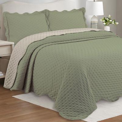 Cobre Leito Colcha By-collor Queen 3 Peças Verde-cinza - 100% Poliéster