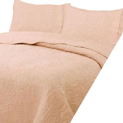 Cobre Leito Colcha Casal Queen Pratika Dupla Face 03 Peças - Coral - 100% Poliéster