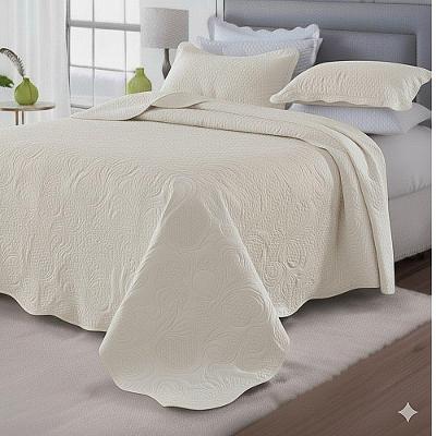 Cobre Leito Colcha Casal Queen Pratika Dupla Face 03 Peças - Bege - 100% Poliéster