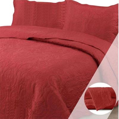 Cobre Leito Colcha Casal Queen Pratika Dupla Face 03 Peças - Terracota - 100% Poliéster