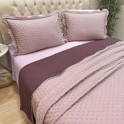 Cobre Leito Colcha By-collor King 3 Peças Rose-vinho - 100% Poliéster
