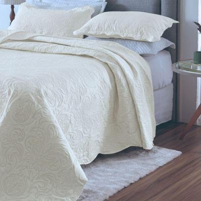 Cobre Leito Colcha King Pratika Dupla Face 03 Peças - Marfim - 100% Poliéster