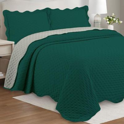 Cobre Leito Colcha By-collor Queen 3 Peças Esmeralda-cinza - 100% Poliéster
