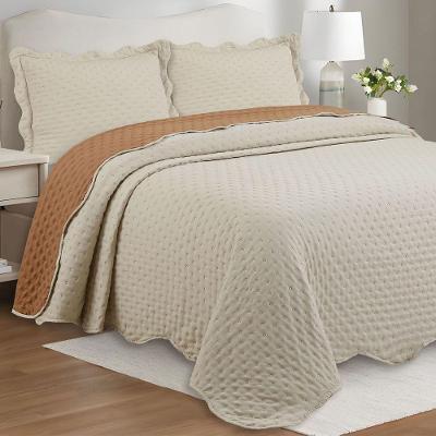 Cobre Leito Colcha By-collor Casal 3 Peças Bege-terracota - 100% Poliéster