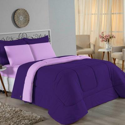 Edredom Queen Nobre 1 Peça Dupla Face 2,20m X 2,40m Malha 100% Algodão - Roxo / Lilás