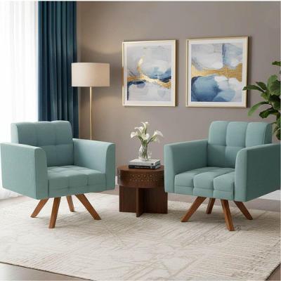 Poltrona Sala Decorativa Kit 2 Elisa Giratória Castanho Mm30 Cotelê Ext-veludo Menta D03 - D'rossi