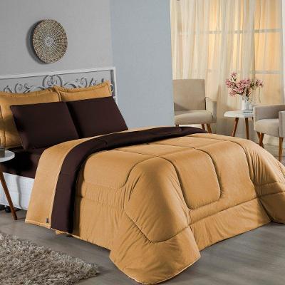 Edredom Queen Nobre 1 Peça Dupla Face 2,40m X 2,60m Malha 100% Algodão - Cobre / Marrom