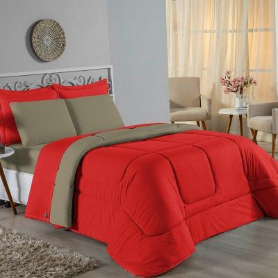 Edredom King Nobre 1 Peça Dupla Face 2,50m X 2,90m Malha 100% Algodão - Vermelho / Avelã