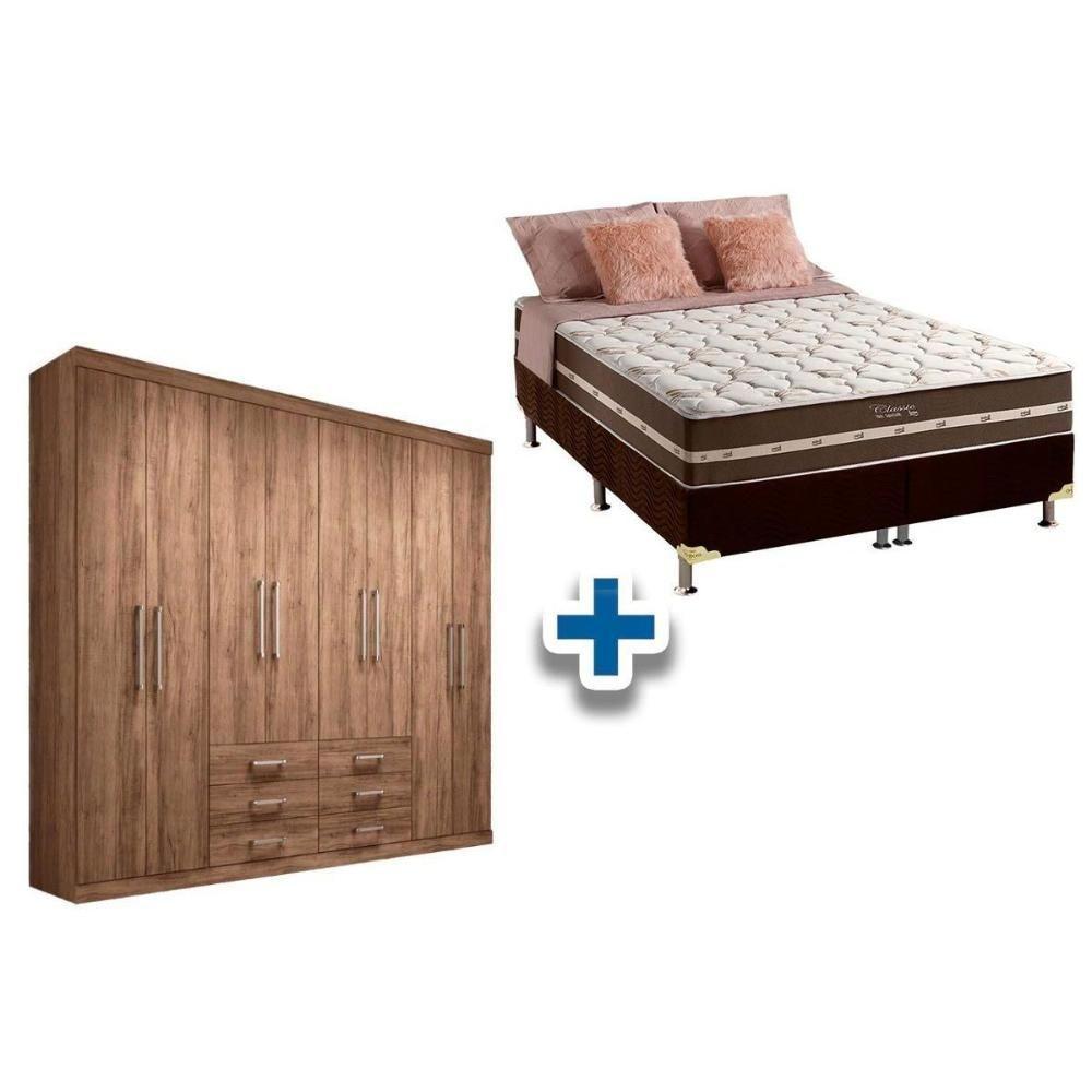 Cama Box Casal + Colchão Classic + Guarda Roupa Master 8.6 Atacama - 1